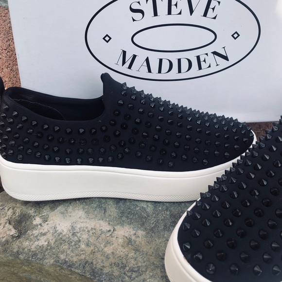 Black Slip On Black Studs Sneakers - Picture 3 of 7